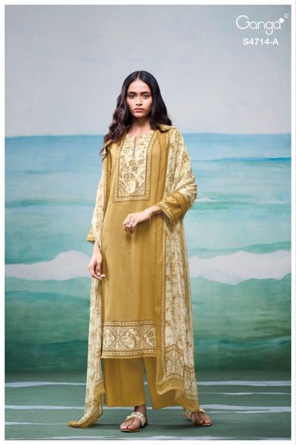 Ganga sreelika 4714 dress materials wholesale banarsi with pr
